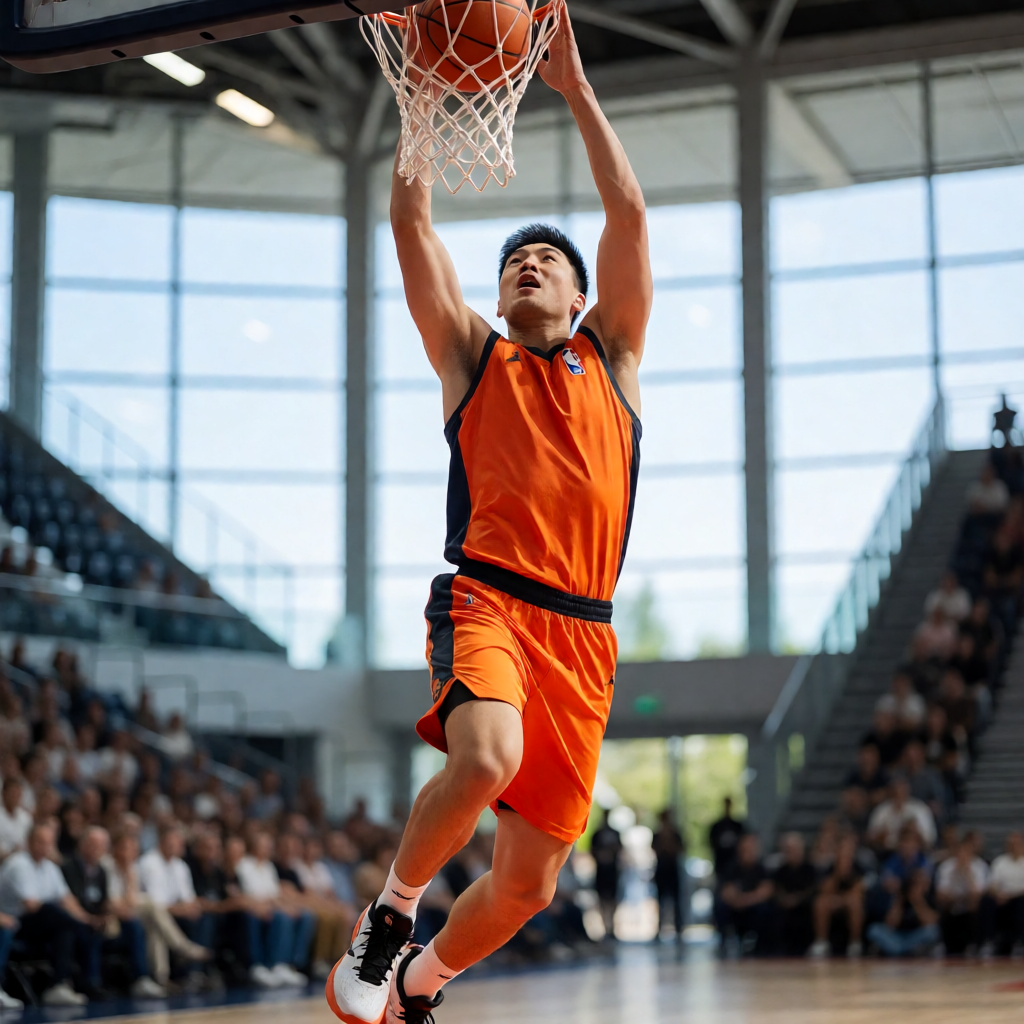 NBA篮球比赛中球员扣篮的精彩瞬间